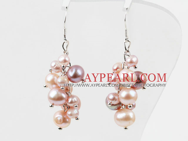 Dangle Style Natural Purple Freshwater Pearl Earrings