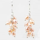 Riz forme naturelle rose Boucles d'oreilles perles d'eau douce