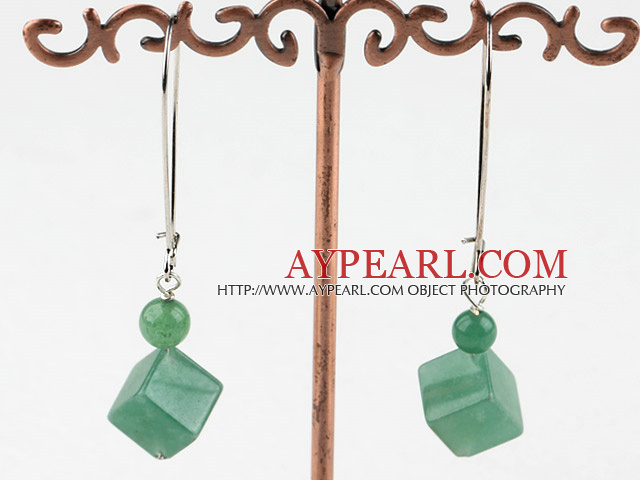 Lovely Round Rhombus Aventurine Dangle Earrings With Hook Earwires