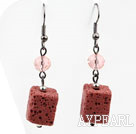 Boucles d'oreilles pierre rouge brique volcaniques