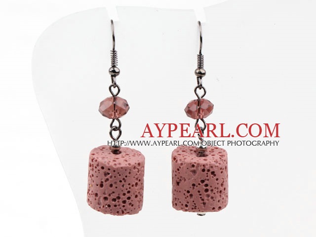 Simple Style Brick Red Volcanic Stone Earrings