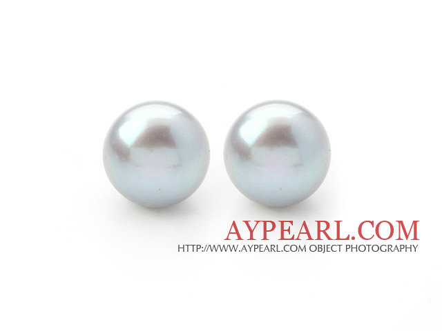 Conception classique 8-8.5mm gris argenté perle d'eau douce Boucles d'oreilles