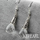 Lovely Long Style White Teardrop Clear Crystal And Horn Charm Dangle Earrings