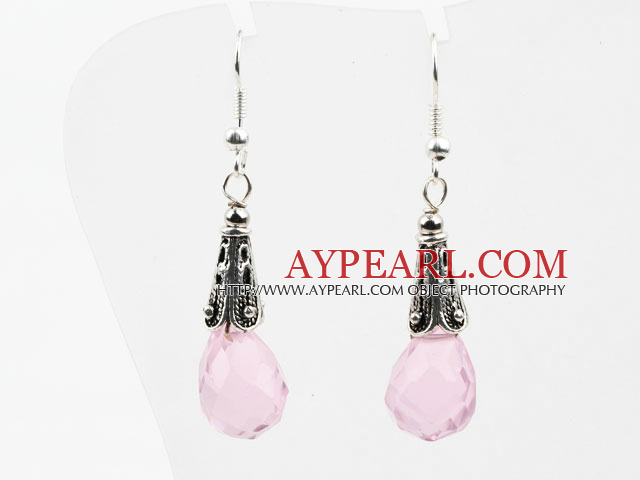 Déposez forme transparente Boucles d'oreilles en cristal rose