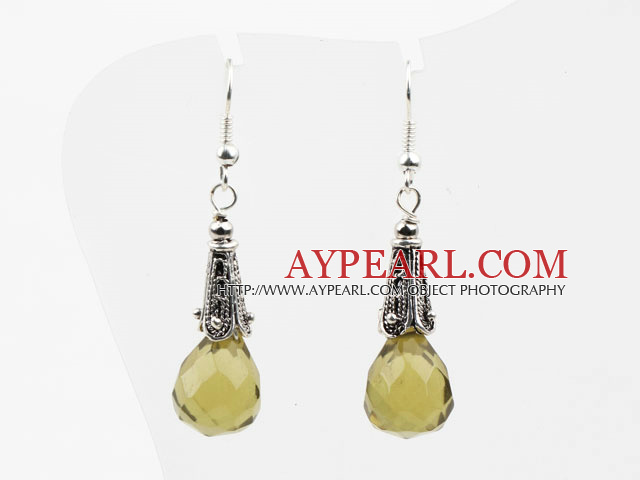 Déposez Shape facettes de citron Boucles d'oreilles en cristal vert