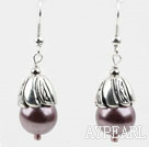 Simple Style Purple Seashell Beads Earrings