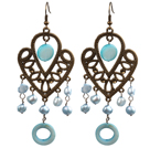 Vintage Forma Stil Candelabru Light Blue Pearl Shell cercei legăna cu forma de inima de accesorii de bronz