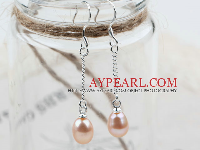 Style Classique Dangle Natural Design Pourpre Boucles d'oreilles perles d'eau douce de mariée