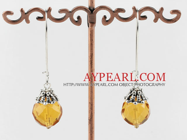 Lovely 14Mm Swiss Citrine Ball Drop Earrings With Hoop Earwires