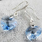 14mm Heart Shape Light Blue Austrian Crystal Earrings