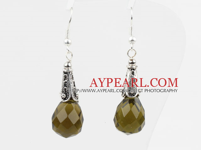 Simple Style Faceted Lemon Drop Shape dunkle Farbe Kristall Ohrringe