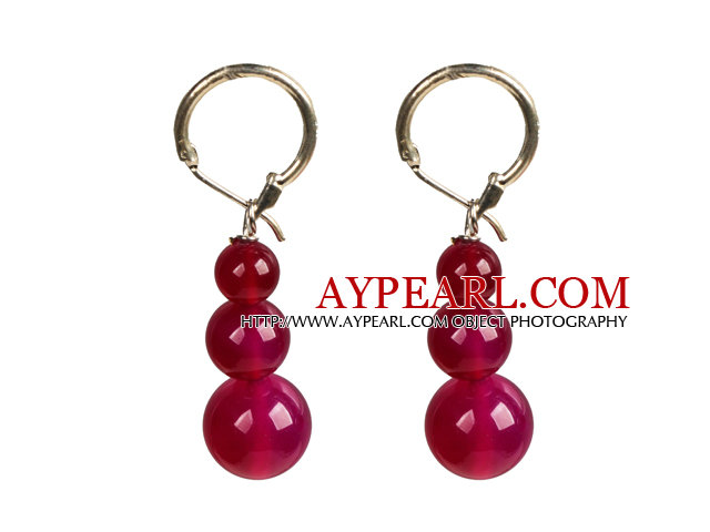 Vackra Long Style Graderad Rose Red Agate pärlor Pärlhalsband