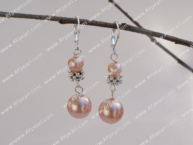 natual pink pearl and sea shell beads pearl earings