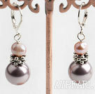 natural pink pearl and sea shell beaded earrings