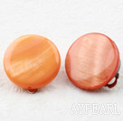 Classic Design Big Style Orange Color Shell Clip Earrings