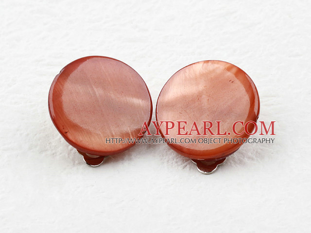 Κλασικό στυλ Σχεδιασμός Big Red Brown σκουλαρίκια Clip Color Shell