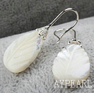 Wholesale New Design White Lip Shell Leaves Shape Earrings