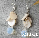 White Shell ja Opal Crystal Dangle korvakorut