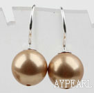 Classic Design Round Shape 10mm Golden Color Seashell Beads Earrings