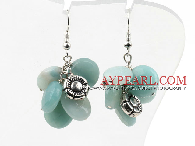 Fashion Assorted Amazon Stone And Metal Flower Charm Cluster Earrings With Fish Hook