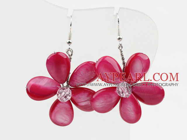 New Design teint rose pêche Shell Boucles d'oreilles Fleur de printemps