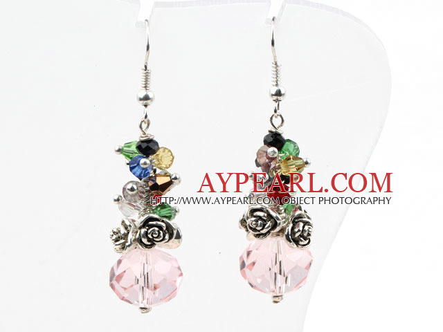 Assorted Multi Color and Pink Manmade Crystal Earrings