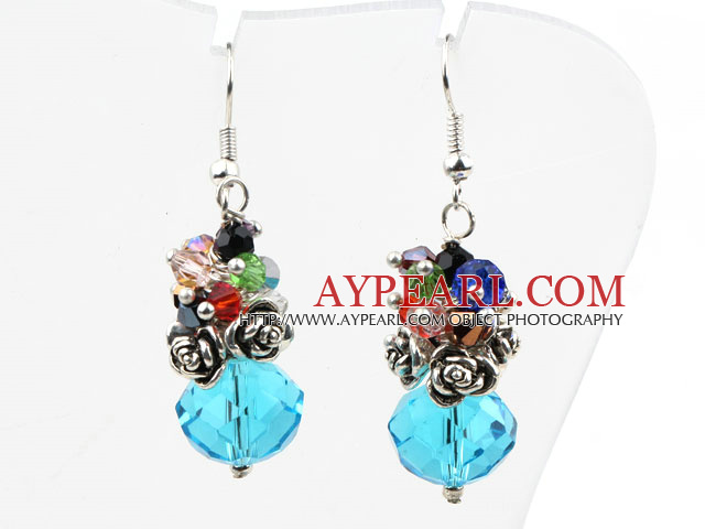 Assortiment multicolore et Blue Lake Boucles d'oreilles couleur à cristaux synthétiques