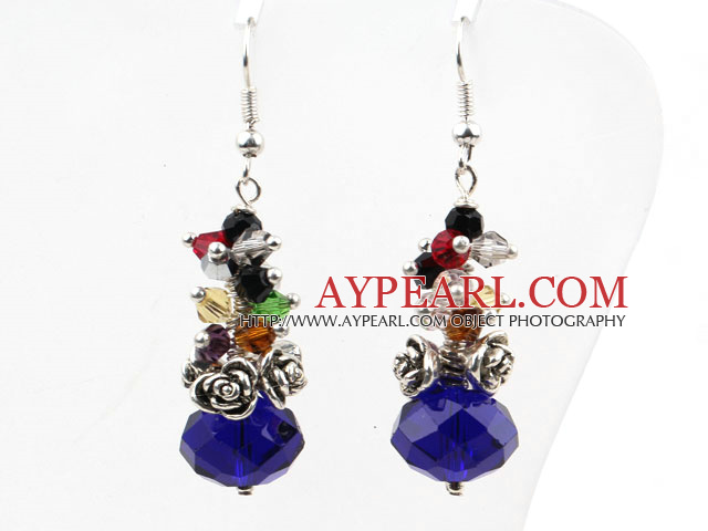 Assorted Multi Color and Dark Blue Color Manmade Crystal Earrings