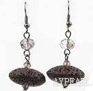Brown Black Color UPO Shape Volcanic Stone Earrings