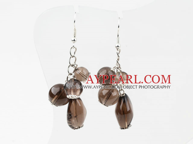 Dangle Style Assorted Smoky Quartz Earrings