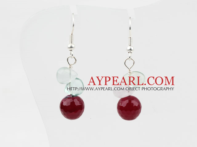 Simple style arc-en-Fluorite et boucles d'oreilles Cornaline