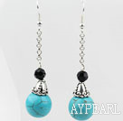 Dangle Style Round Turquoise Earrings with Metal Chain