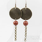 Vintage Loop Chain Style Round Gold Sandstone Earrings