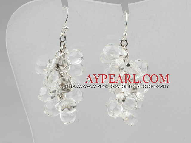 Fashion Loop Chain Cluster Style Clear Crystal Dangle Earrings With Fish Hook