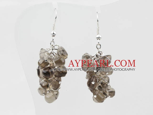 Cluster de style Smoky Boucles d'oreilles en cristal de quartz