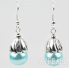Simple Style Light Blue Color Shell Beads Earrings