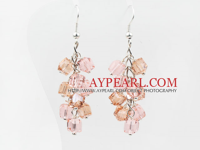 Cluster Style Baby Pink Manmade Crystal Earrings