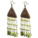 Vintage Tassel Style Light Green Pearl Square Shape Shell Dangle Earrings