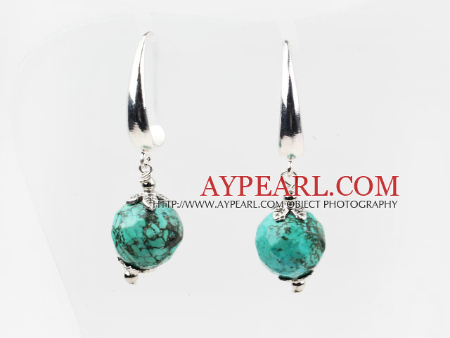 Enkel design Fasetterade Turquoise Earrings