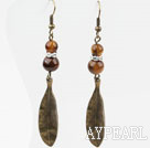 Vintage Boucles d'oreilles de style Tiger Eye avec Accessoires Feuille de cru