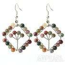 New Style Fashion Design Rhombus Boucles d'oreilles en agate de forme indiennes