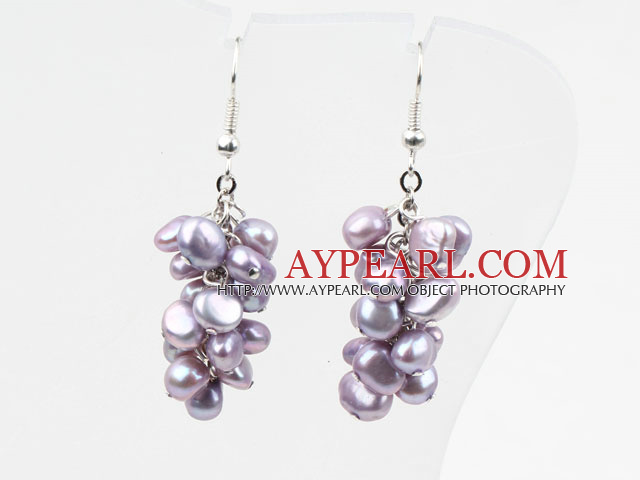 Cluster Style Violet Purple Freshwater Pearl Örhängen