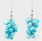 Cluster Style Dyed Sky Blue Color Freshwater Pearl Earrings