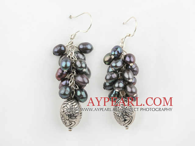 boucles d'oreilles de style pôle cristal noir