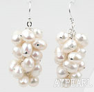 Cluster Style White Top Drilled Freshwater Pearl Earrings