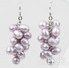 Cluster Style Light Purple Top Drilled Freshwater Pearl Earrings