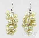 Cluster Style Light Yellow Color Top Drilled Freshwater Pearl Earrings