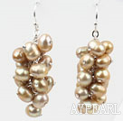 Cluster Style Champagne Color Top Drilled Freshwater Pearl Earrings