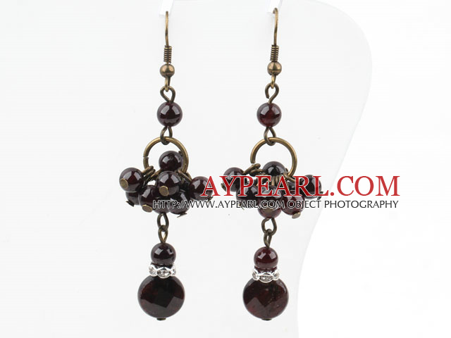 Vintage style assorties Boucles d'oreilles Pendantes Grenat