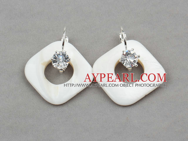 Rhombus Boucles d 'oreilles Shape de Shell blancs avec des Rhinestone